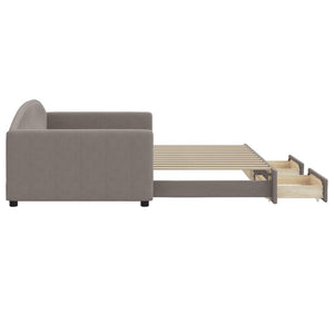 Καναπές Κρεβάτι Συρόμενος Taupe 100x200εκ. Υφασμάτινος Συρτάρια