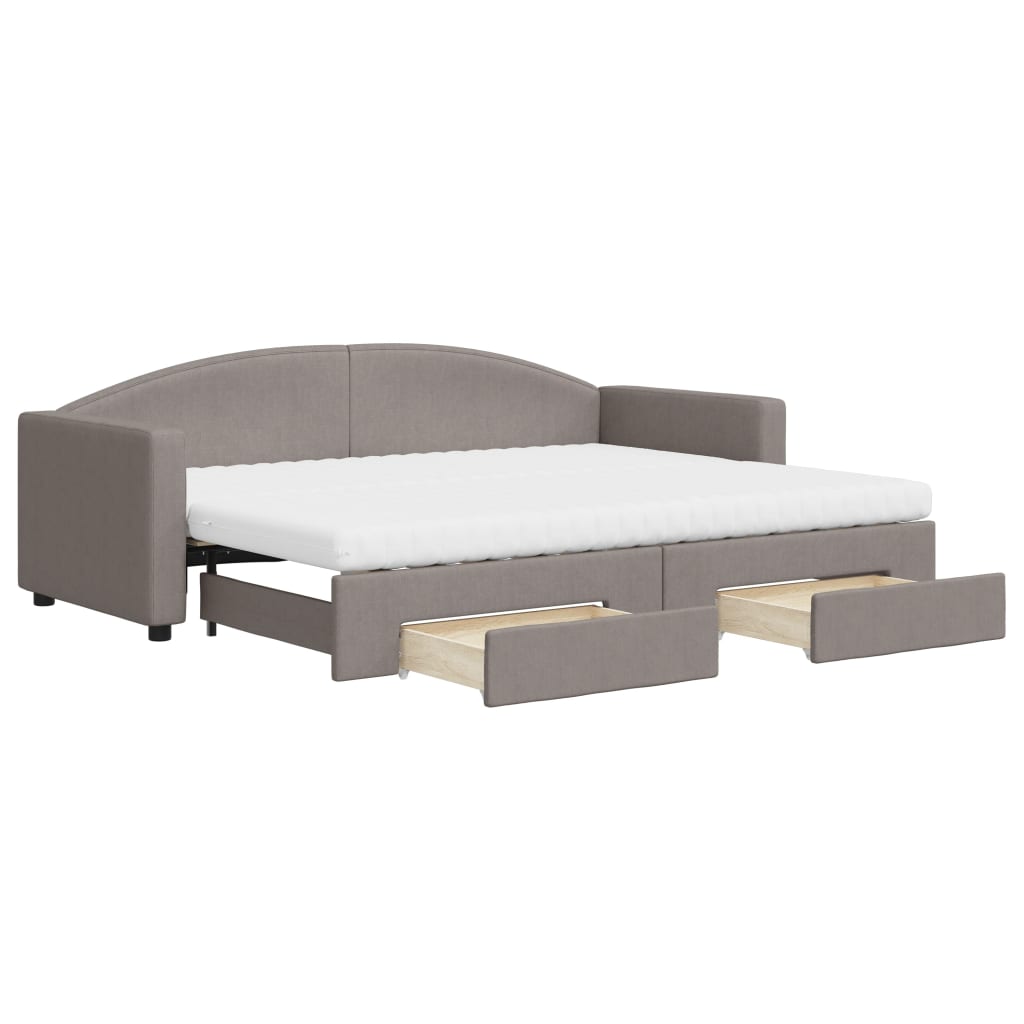 Καναπές Κρεβάτι Συρόμενος Taupe 80x200 εκ. Υφασμάτινος Συρτάρια