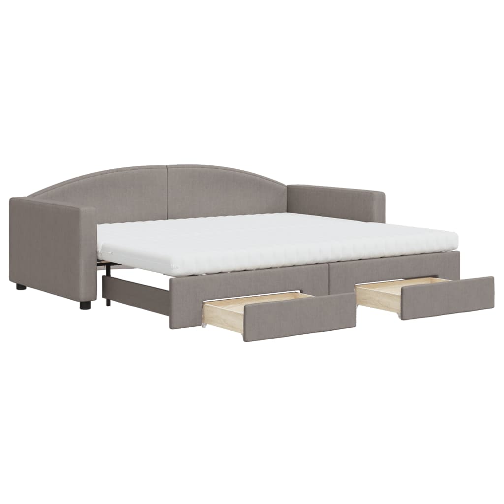 Καναπές Κρεβάτι Συρόμενος Taupe 90x200 εκ. Ύφασμα & Συρτάρια