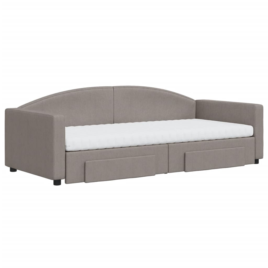 Καναπές Κρεβάτι Συρόμενος Taupe 90x200 εκ. Ύφασμα & Συρτάρια