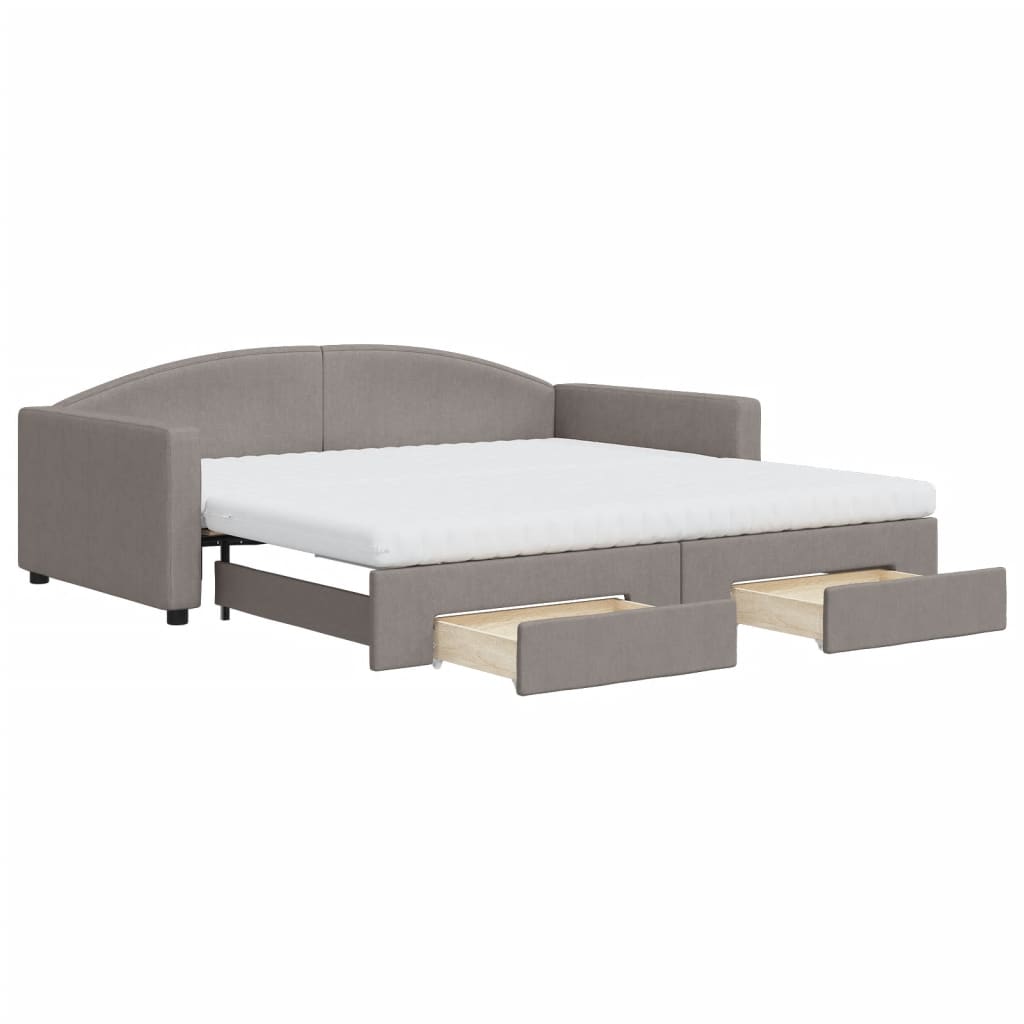 Καναπές Κρεβάτι Συρόμενος Taupe 100x200εκ. Υφασμάτινος Συρτάρια