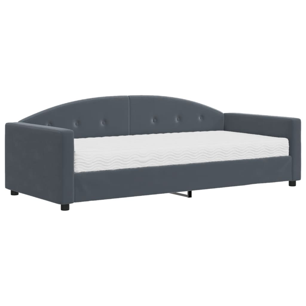 Κρεβάτι ημέρας με στρώμα σκούρο γκρι 90x190 cm Βελούδο