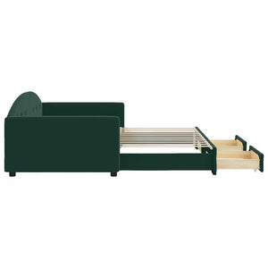 Καναπές Κρεβάτι Συρόμενος Πράσινο 100x200 εκ. Βελούδο Συρτάρια