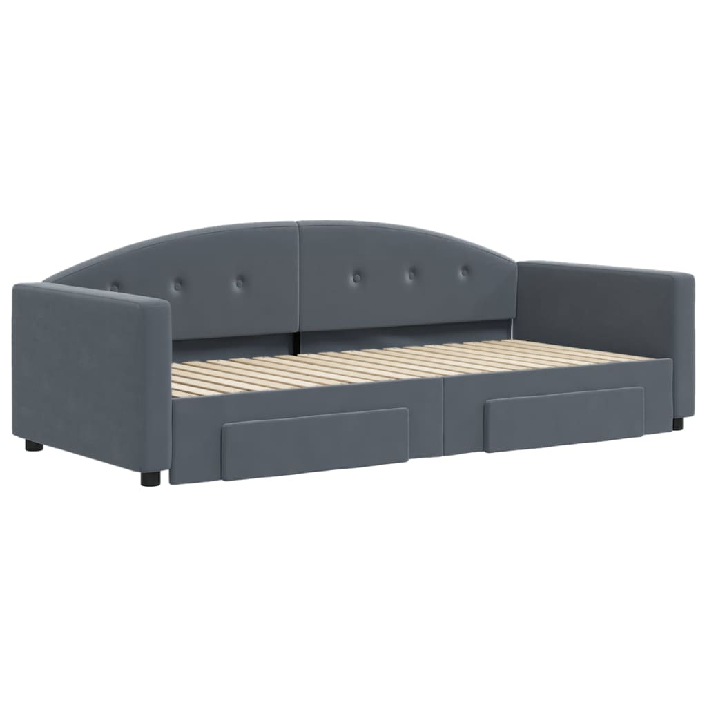 Κρεβάτι Ανάκλιντρο με Συρτάρι και Ράφι χωρίς Στρώμα Σκούρο Γκρι 90x190 εκ. - Pakobazaar
