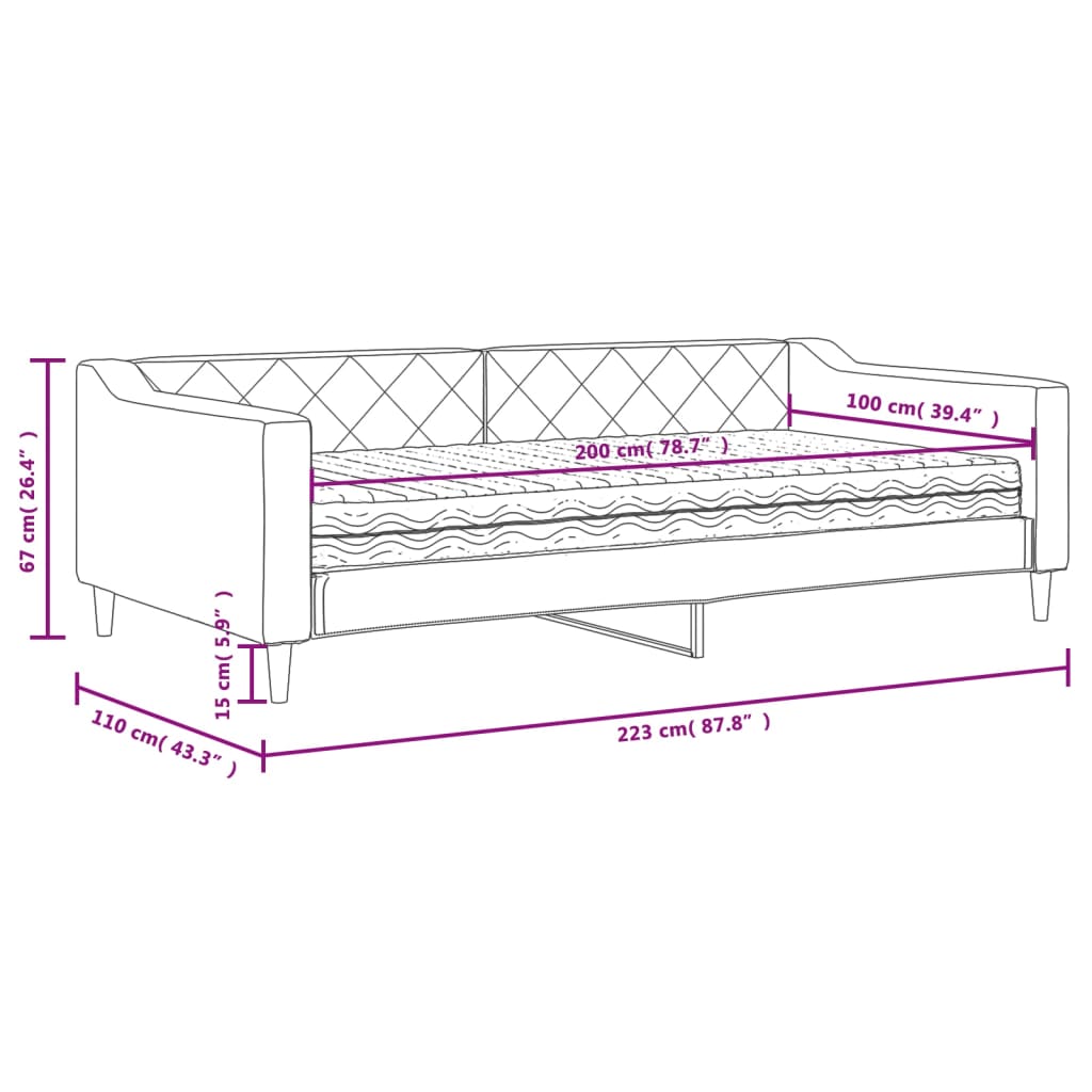Καναπές Κρεβάτι με Στρώμα Taupe 100 x 200 εκ. Υφασμάτινο