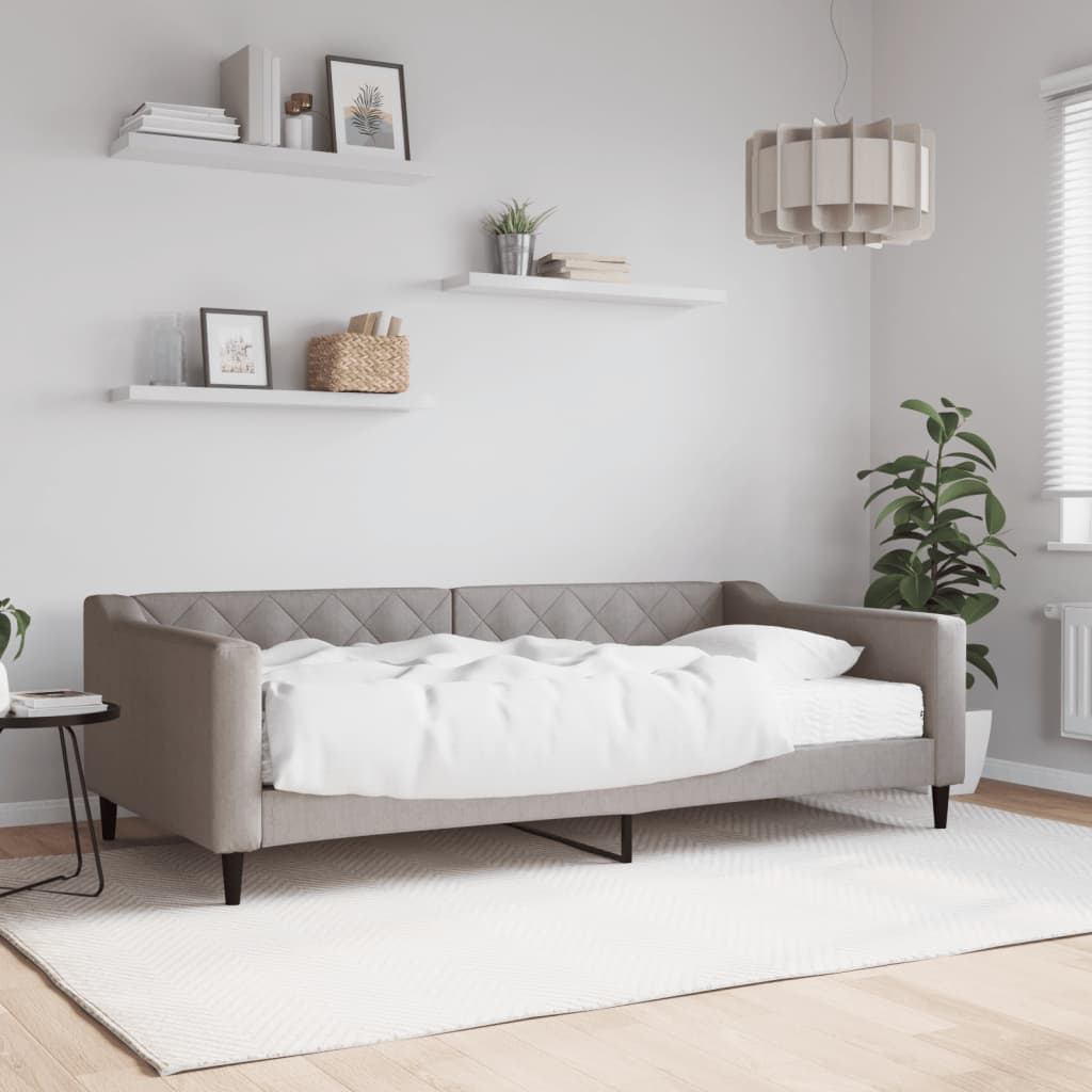 Καναπές Κρεβάτι με Στρώμα Taupe 100 x 200 εκ. Υφασμάτινο
