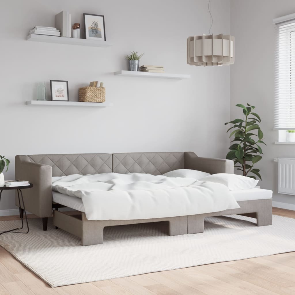 Καναπές Κρεβάτι Συρόμενος Taupe 80 x 200 εκ. Υφασμάτινος