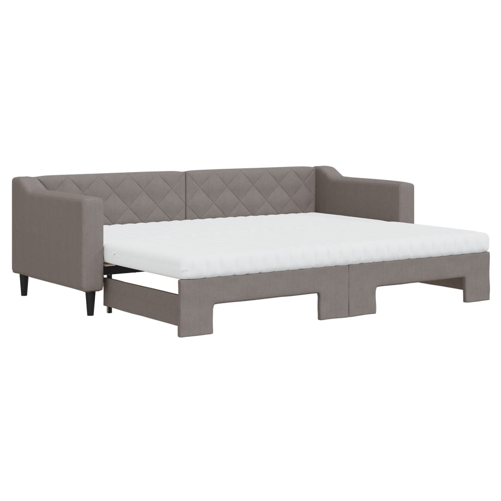 Καναπές Κρεβάτι Συρόμενος Taupe 80x200 εκ. Υφασμάτινος Στρώματα