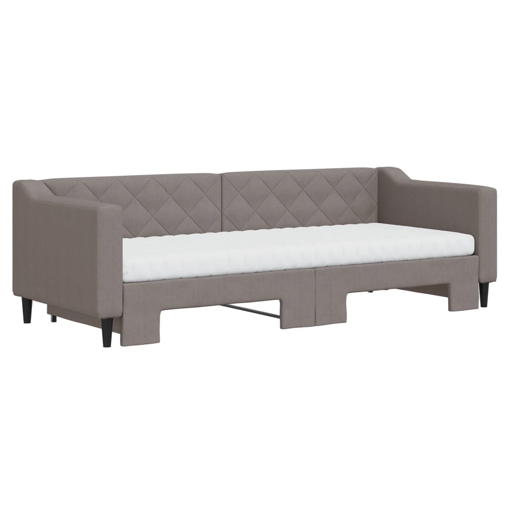 Καναπές Κρεβάτι Συρόμενος Taupe 80x200 εκ. Υφασμάτινος Στρώματα
