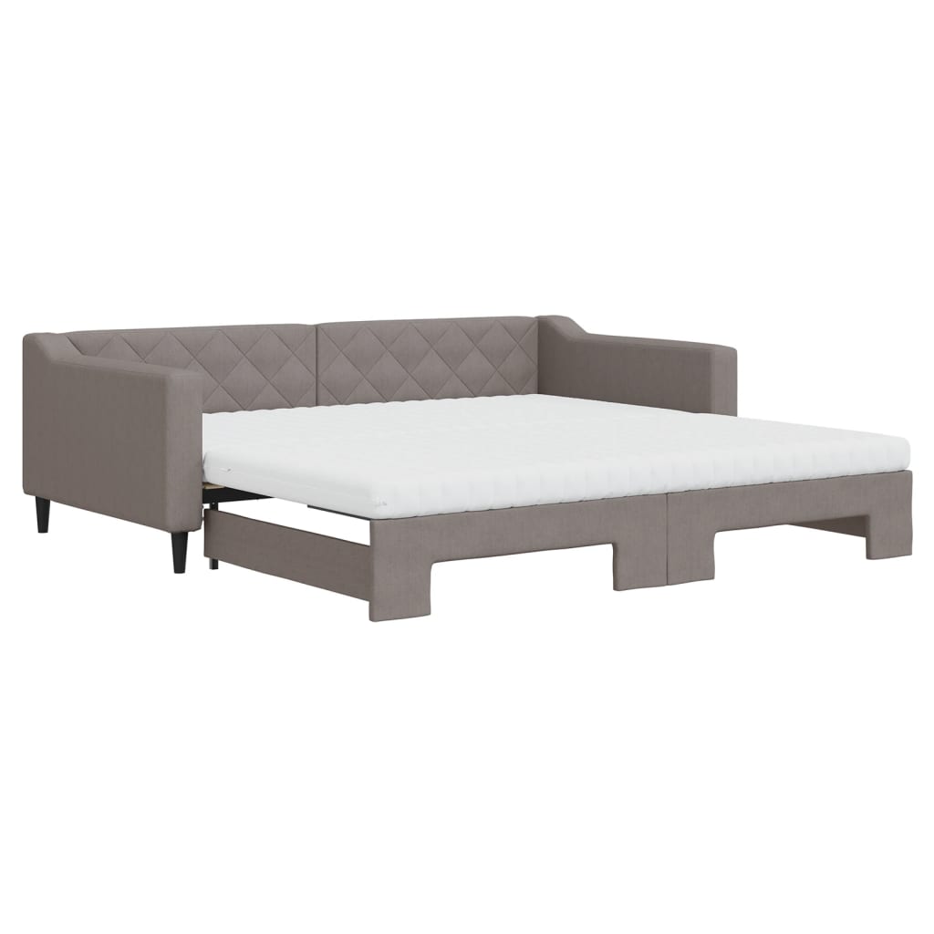 Καναπές Κρεβάτι Συρόμενος Taupe 100x200εκ. Υφασμάτινος Στρώματα
