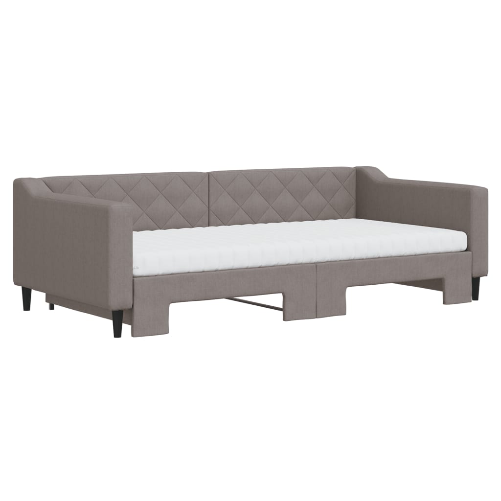 Καναπές Κρεβάτι Συρόμενος Taupe 100x200εκ. Υφασμάτινος Στρώματα