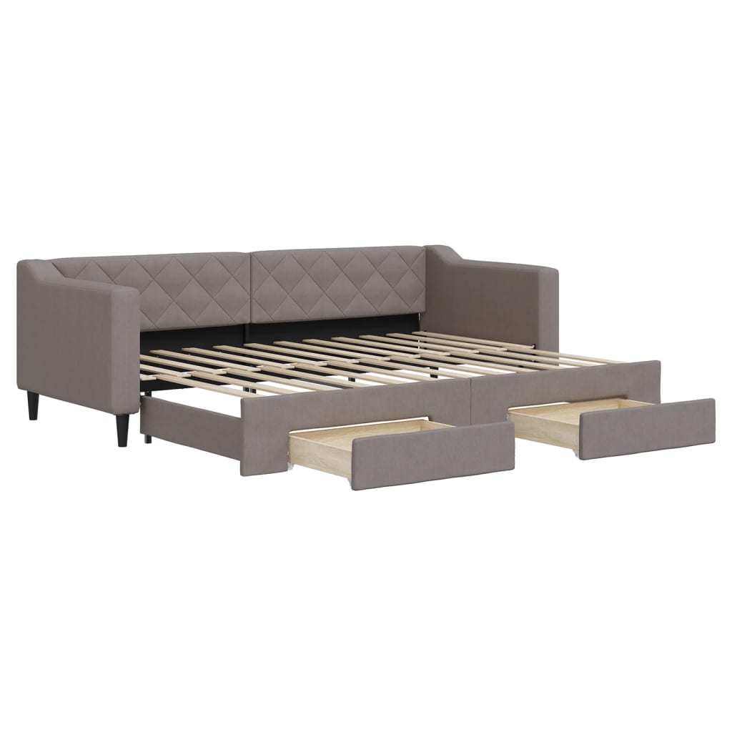 Καναπές Κρεβάτι Συρόμενος Taupe 80x200 εκ. Υφασμάτινος Συρτάρια