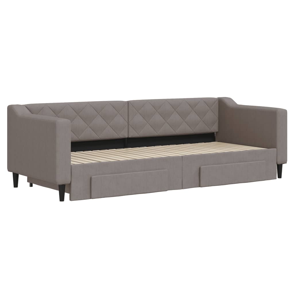 Καναπές Κρεβάτι Συρόμενος Taupe 80x200 εκ. Υφασμάτινος Συρτάρια
