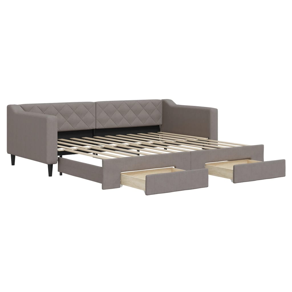 Καναπές Κρεβάτι Συρόμενος Taupe 90x200 εκ. Ύφασμα & Συρτάρια