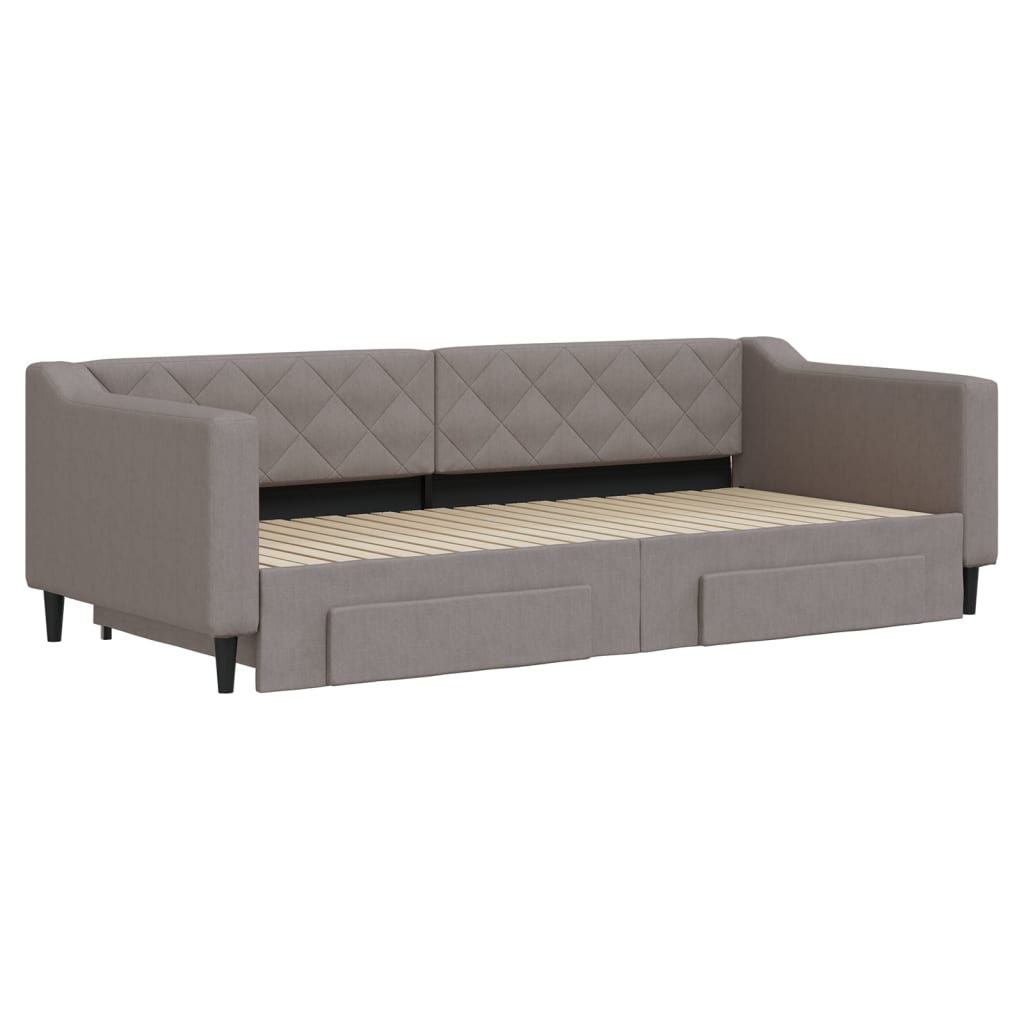 Καναπές Κρεβάτι Συρόμενος Taupe 90x200 εκ. Ύφασμα & Συρτάρια