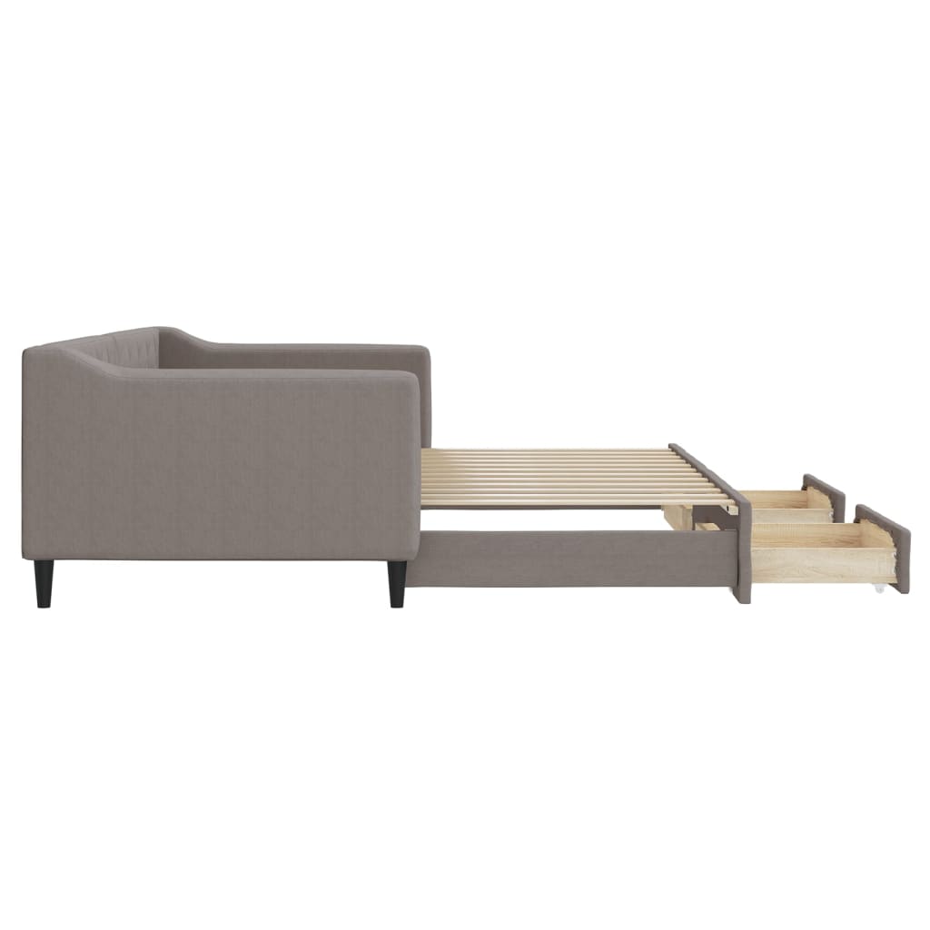 Καναπές Κρεβάτι Συρόμενος Taupe 90x200 εκ. Ύφασμα & Συρτάρια