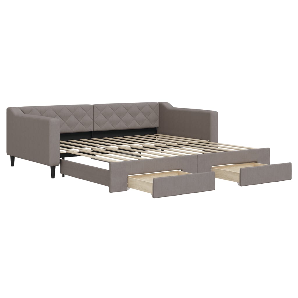 Καναπές Κρεβάτι Συρόμενος Taupe 100x200εκ. Υφασμάτινος Συρτάρια