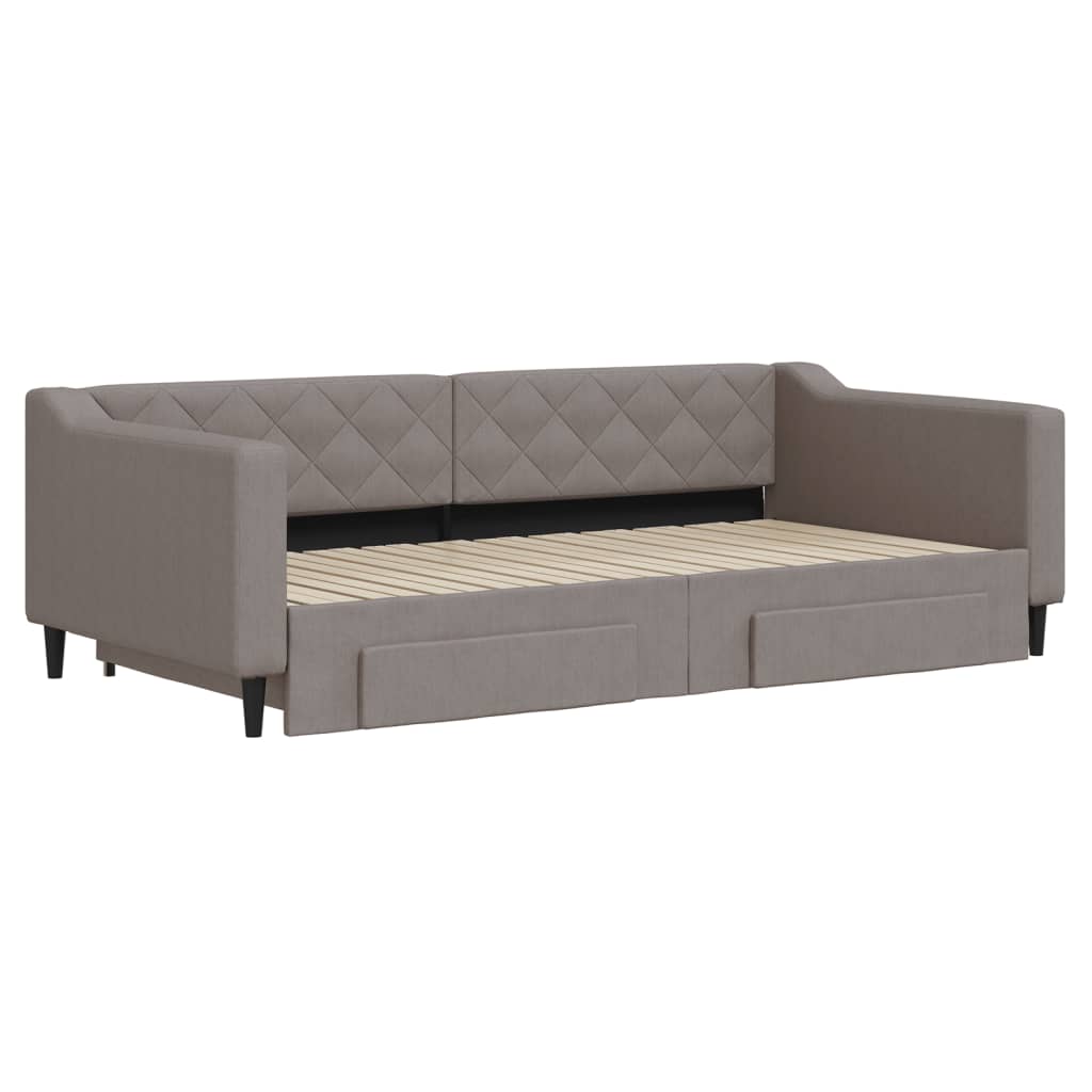 Καναπές Κρεβάτι Συρόμενος Taupe 100x200εκ. Υφασμάτινος Συρτάρια