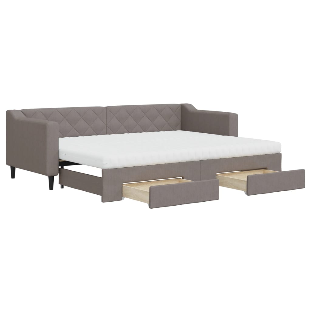 Καναπές Κρεβάτι Συρόμενος Taupe 80x200 εκ. Υφασμάτινος Συρτάρια