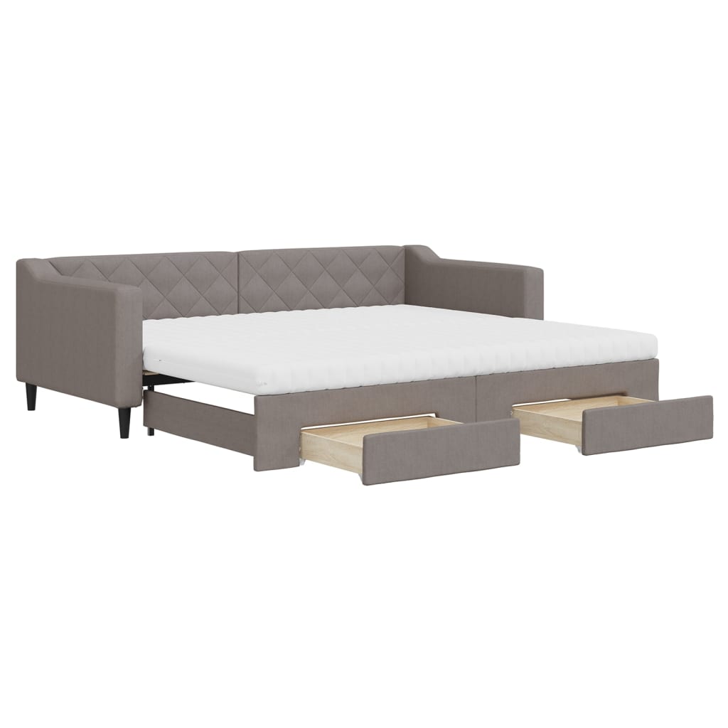 Καναπές Κρεβάτι Συρόμενος Taupe 90x200 εκ. Ύφασμα & Συρτάρια