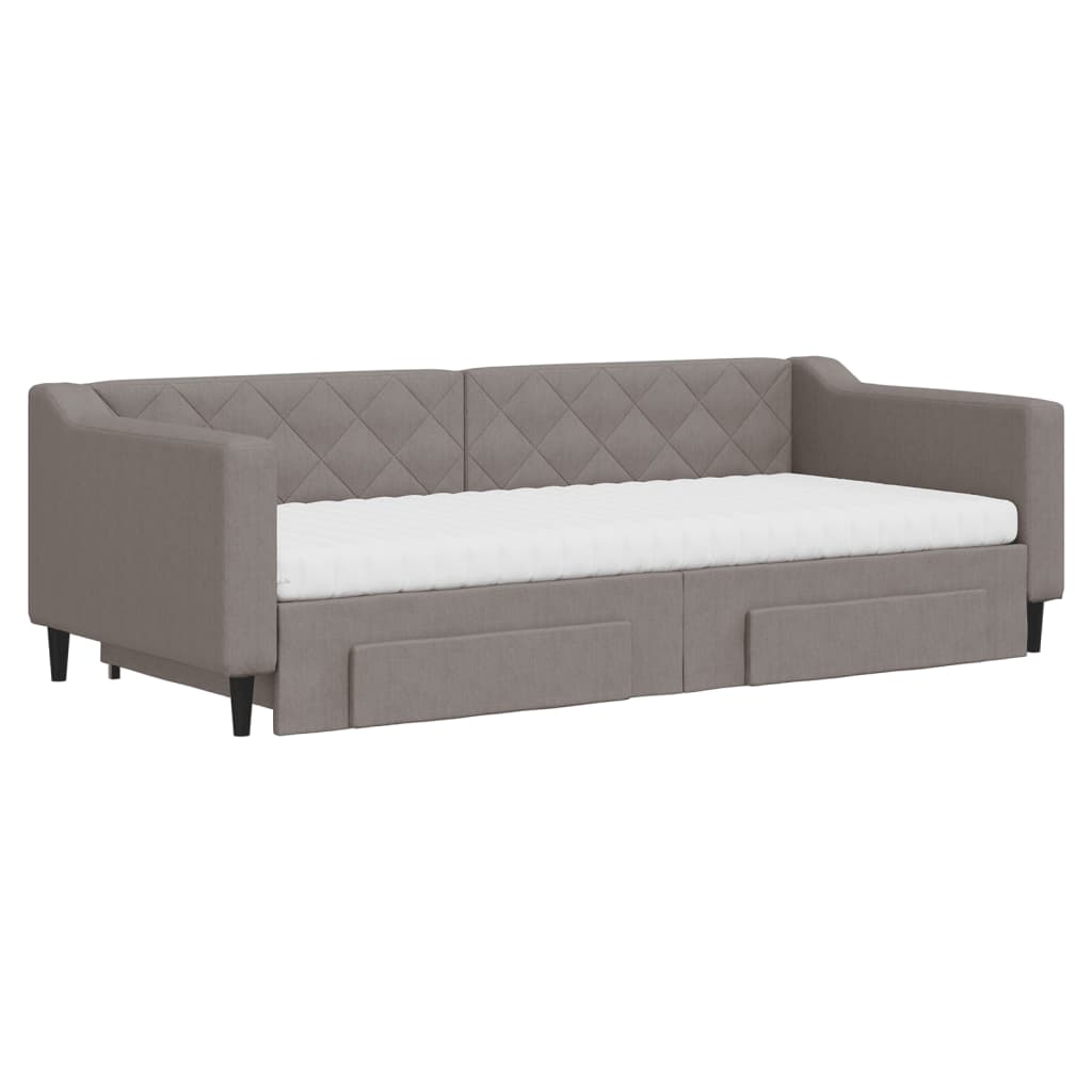 Καναπές Κρεβάτι Συρόμενος Taupe 90x200 εκ. Ύφασμα & Συρτάρια