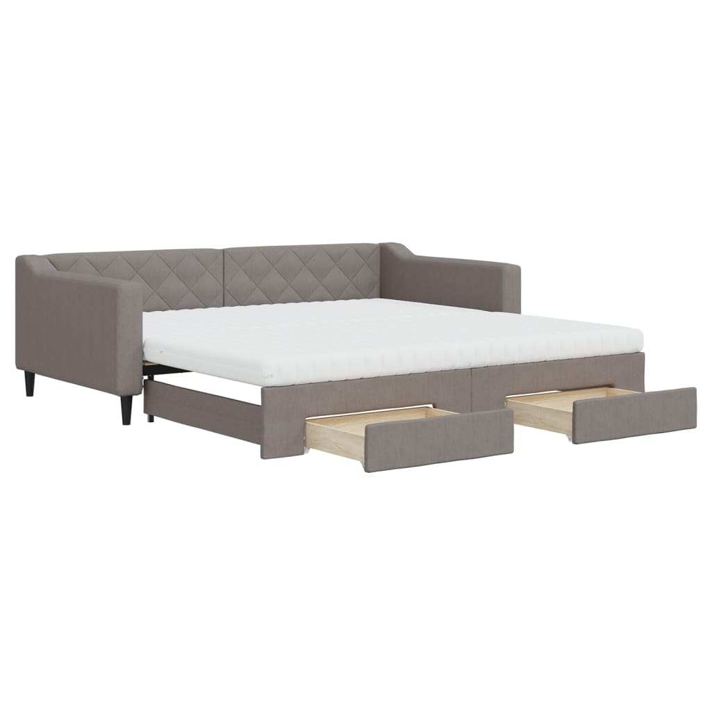 Καναπές Κρεβάτι Συρόμενος Taupe 100x200εκ. Υφασμάτινος Συρτάρια
