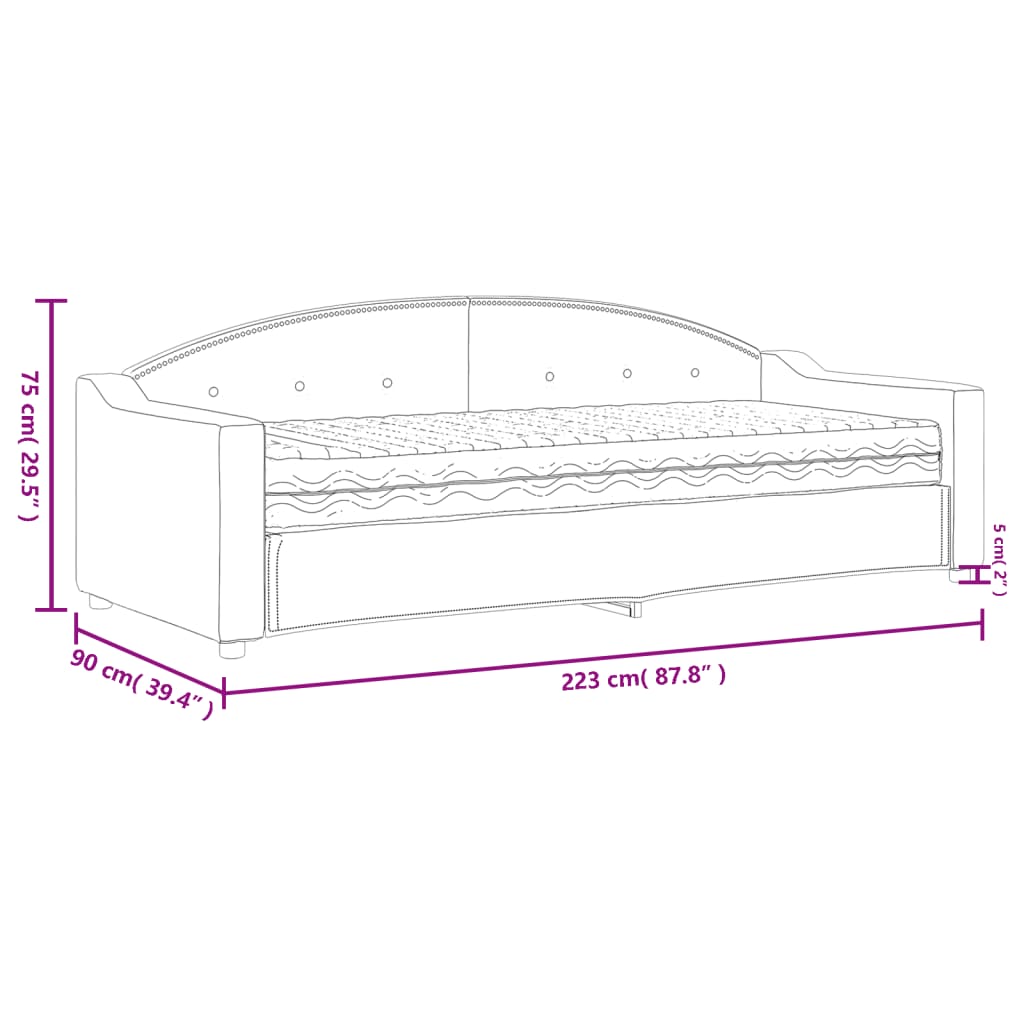 Καναπές Κρεβάτι με Στρώμα Ανοιχτό Γκρι 80 x 200 εκ. Υφασμάτινο - Pakobazaar