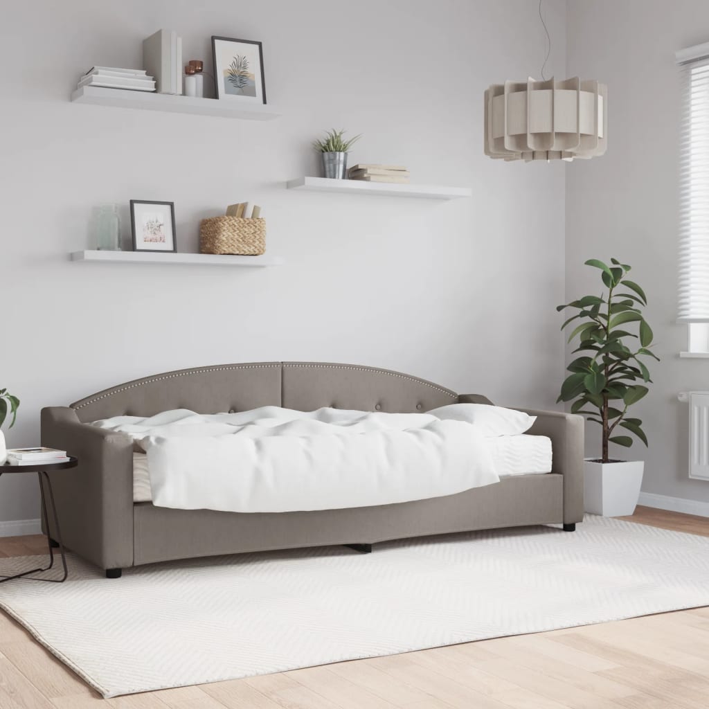 Καναπές Κρεβάτι με Στρώμα Taupe 80 x 200 εκ. Υφασμάτινο - Pakobazaar