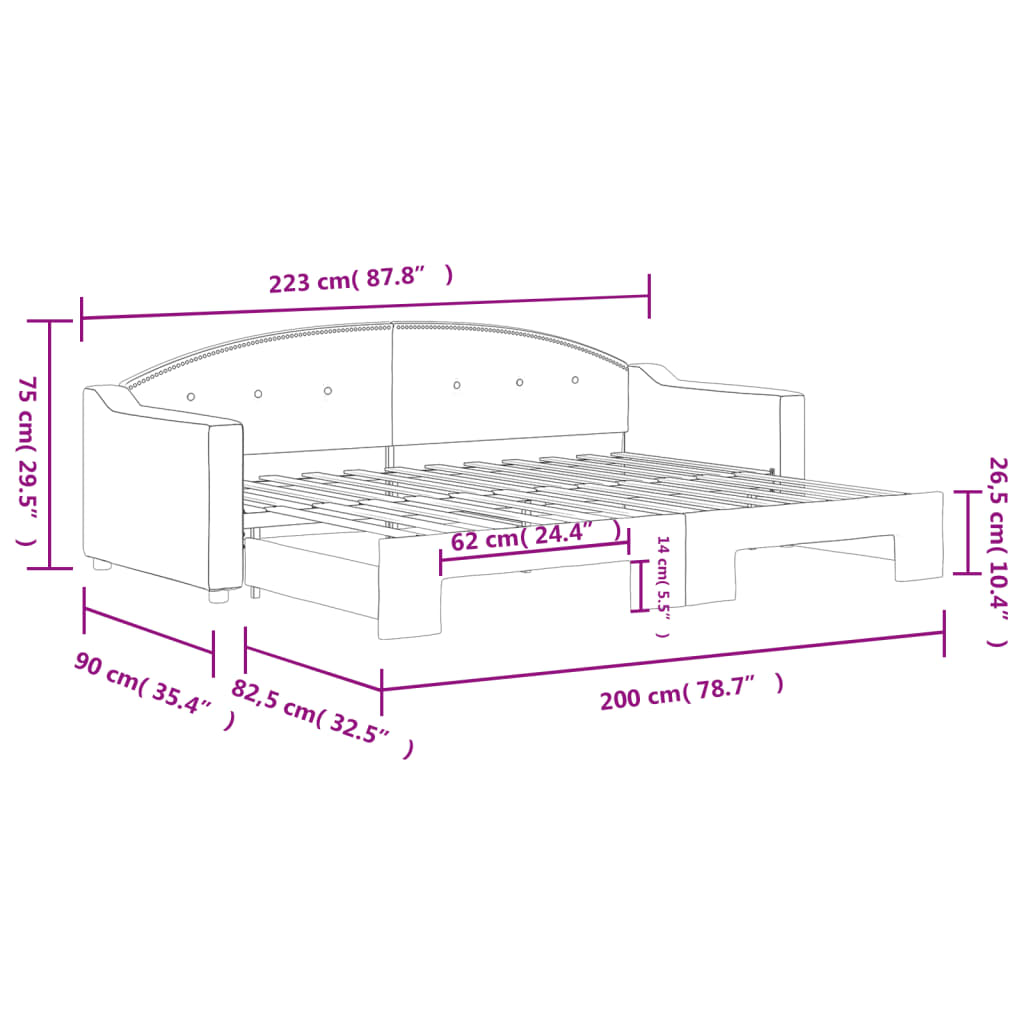 Καναπές Κρεβάτι Συρόμενος Taupe 80 x 200 εκ. Υφασμάτινος