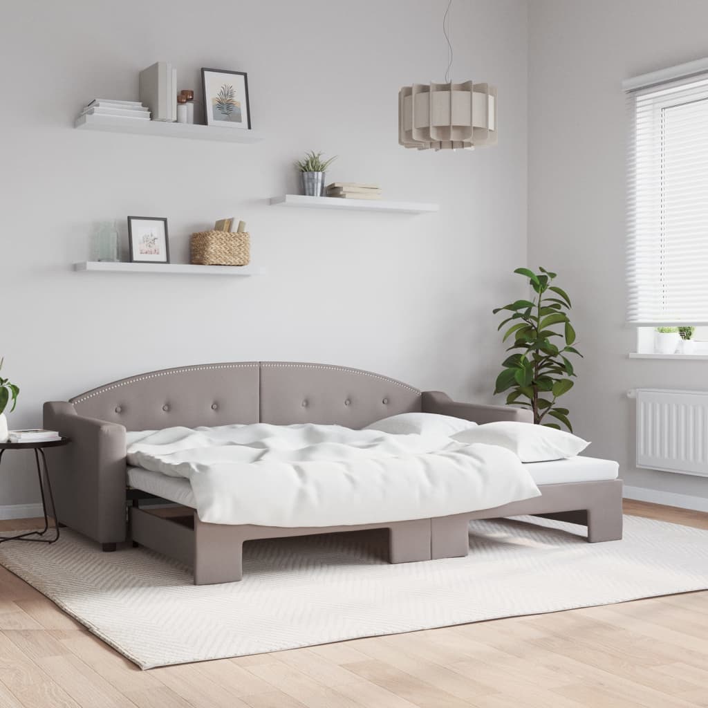 Καναπές Κρεβάτι Συρόμενος Taupe 80 x 200 εκ. Υφασμάτινος