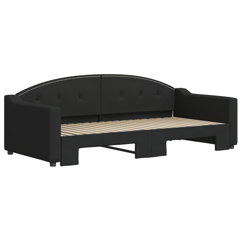 Καναπές Κρεβάτι Συρόμενος Μαύρος 90x190 εκ. Ύφασμα