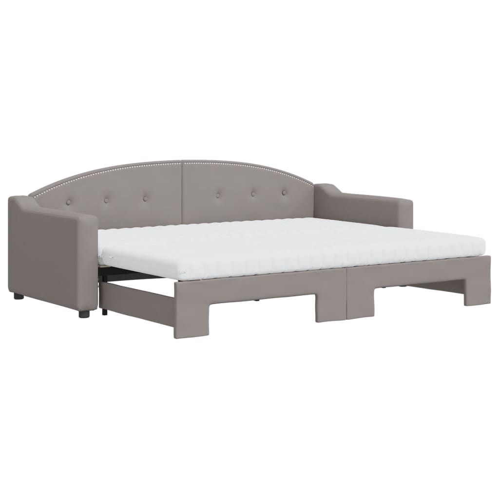 Καναπές Κρεβάτι Συρόμενος Taupe 80x200 εκ. Υφασμάτινος Στρώματα