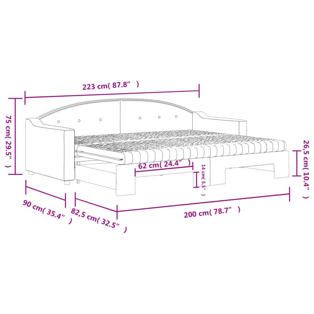 Καναπές Κρεβάτι Συρόμενος Taupe 80x200 εκ. Υφασμάτινος Στρώματα