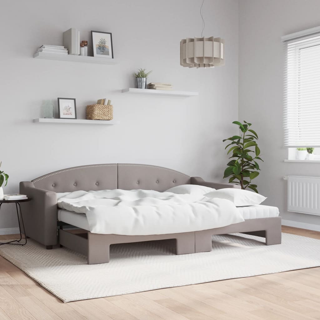 Καναπές Κρεβάτι Συρόμενος Taupe 80x200 εκ. Υφασμάτινος Στρώματα