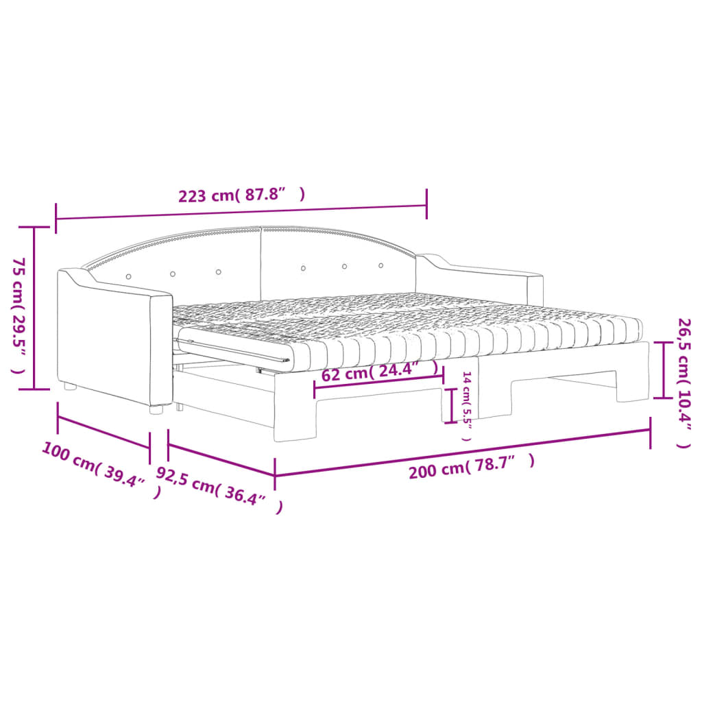 Καναπές Κρεβάτι Συρόμενος Taupe 90x200 εκ. Ύφασμα Στρώματα