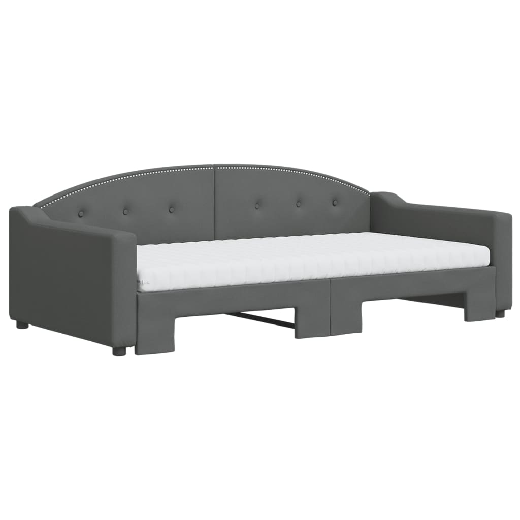 Καναπές Κρεβάτι Συρόμενος Σκ. γκρι 100x200εκ. Ύφασμα Στρώματα