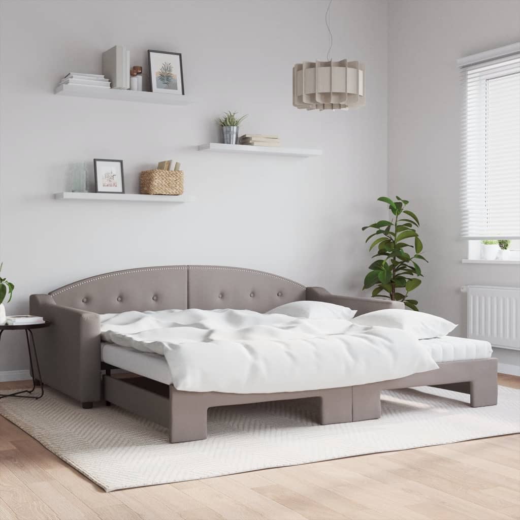 Καναπές Κρεβάτι Συρόμενος Taupe 100x200εκ. Υφασμάτινος Στρώματα