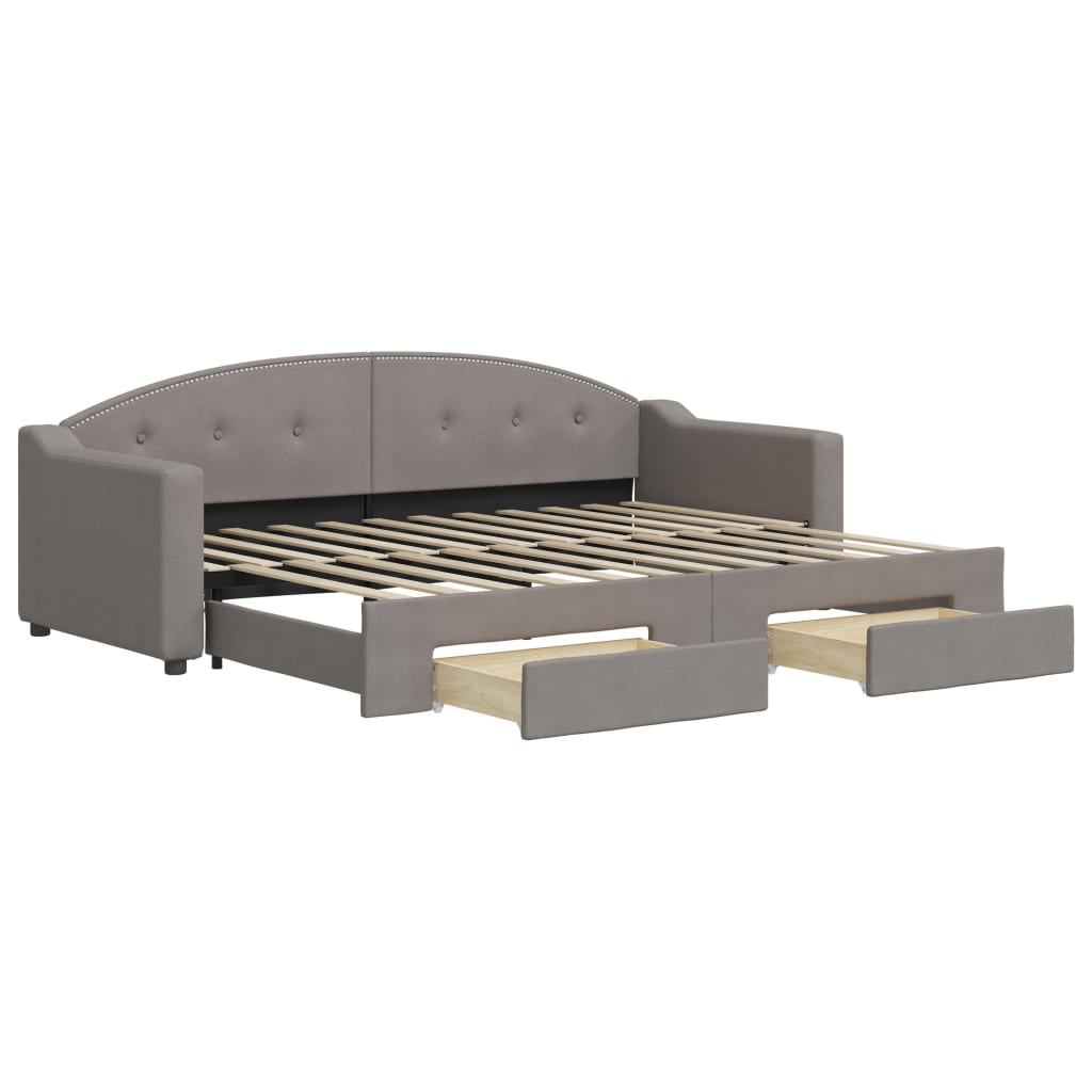 Καναπές Κρεβάτι Συρόμενος Taupe 80x200 εκ. Υφασμάτινος Συρτάρια