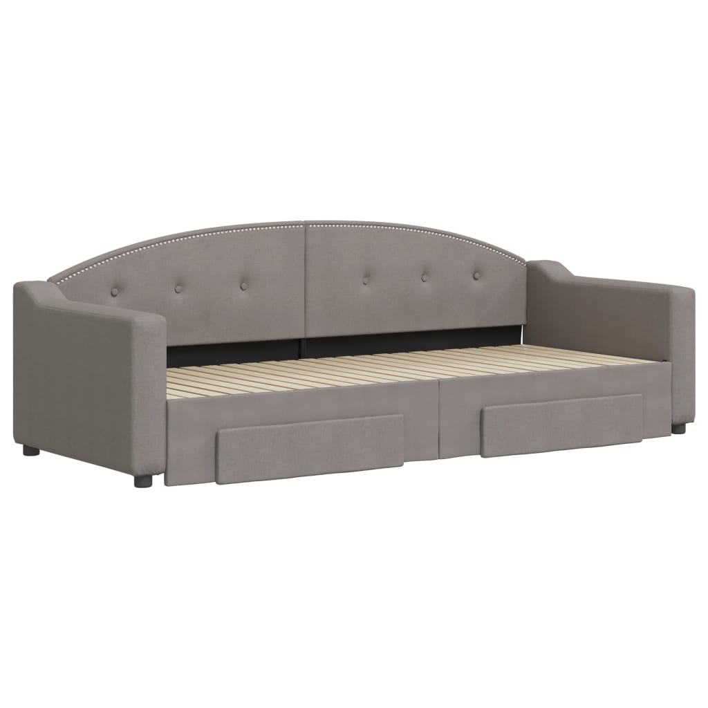 Καναπές Κρεβάτι Συρόμενος Taupe 80x200 εκ. Υφασμάτινος Συρτάρια