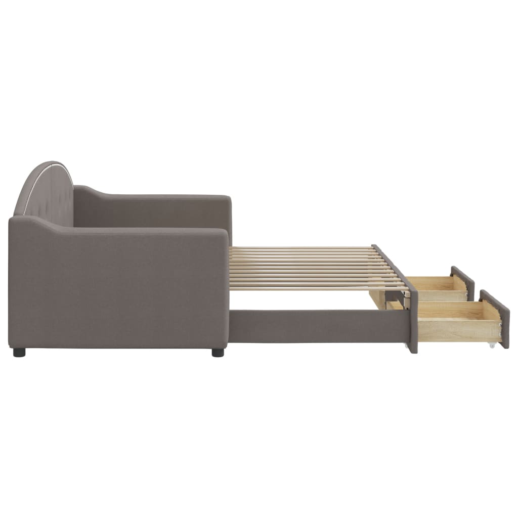 Καναπές Κρεβάτι Συρόμενος Taupe 80x200 εκ. Υφασμάτινος Συρτάρια