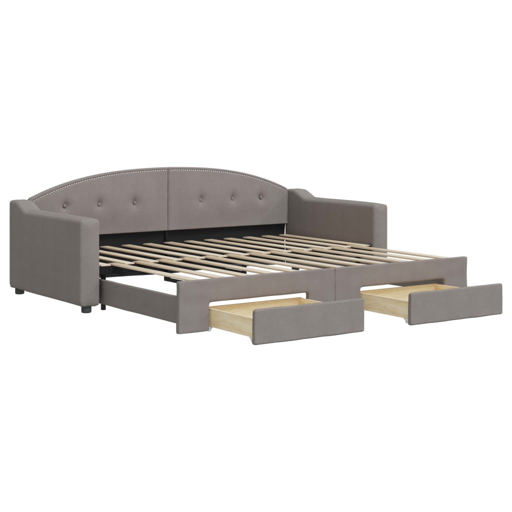 Καναπές Κρεβάτι Συρόμενος Taupe 90x200 εκ. Ύφασμα & Συρτάρια