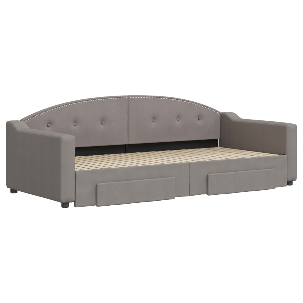 Καναπές Κρεβάτι Συρόμενος Taupe 90x200 εκ. Ύφασμα & Συρτάρια