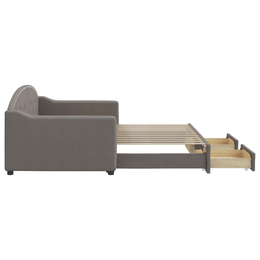 Καναπές Κρεβάτι Συρόμενος Taupe 90x200 εκ. Ύφασμα & Συρτάρια