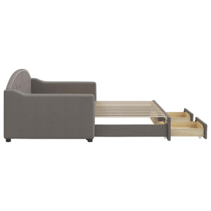 Καναπές Κρεβάτι Συρόμενος Taupe 90x200 εκ. Ύφασμα & Συρτάρια