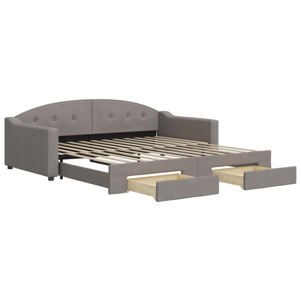 Καναπές Κρεβάτι Συρόμενος Taupe 100x200εκ. Υφασμάτινος Συρτάρια