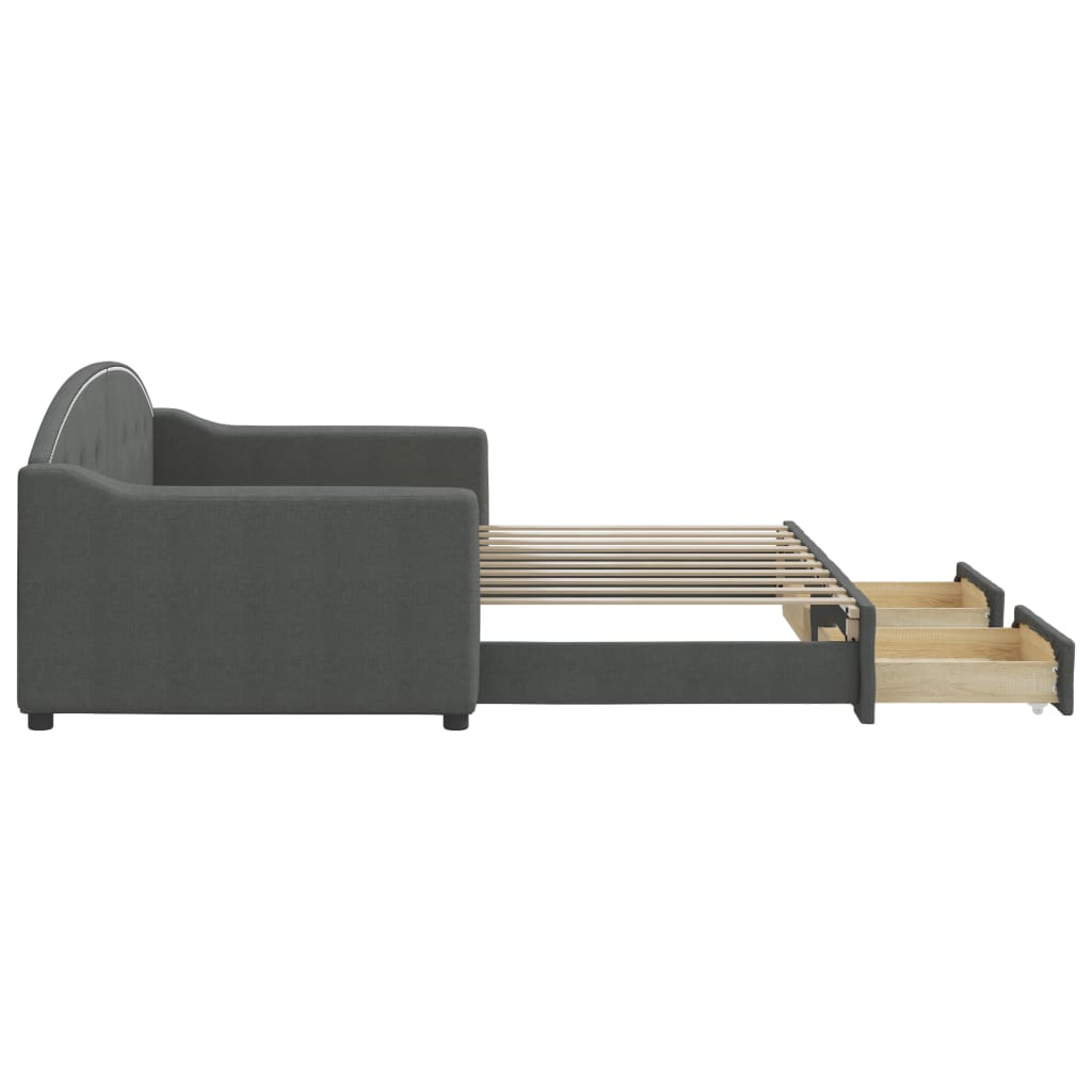 Καναπές Κρεβάτι Συρόμενος Σκούρο Γκρι 90x190 εκ Ύφασμα Συρτάρια