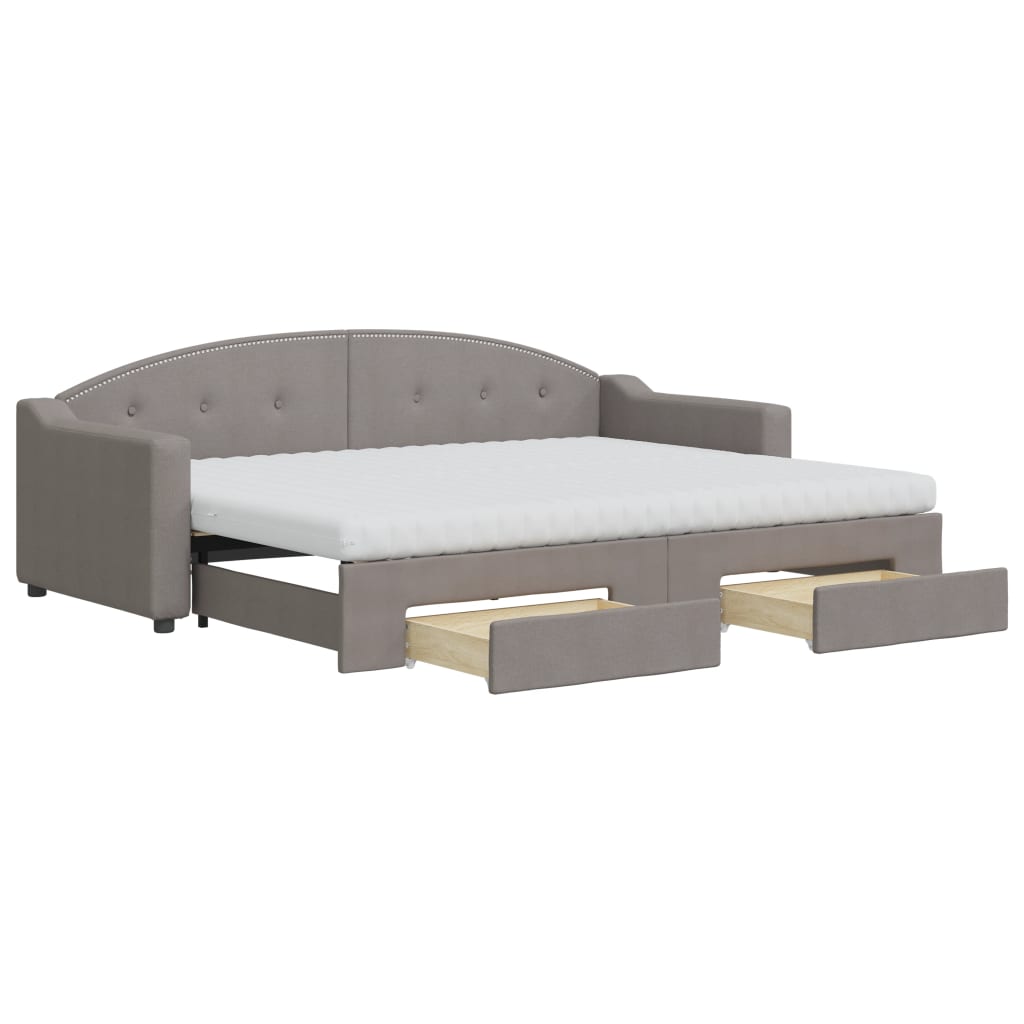 Καναπές Κρεβάτι Συρόμενος Taupe 80x200 εκ. Υφασμάτινος Συρτάρια