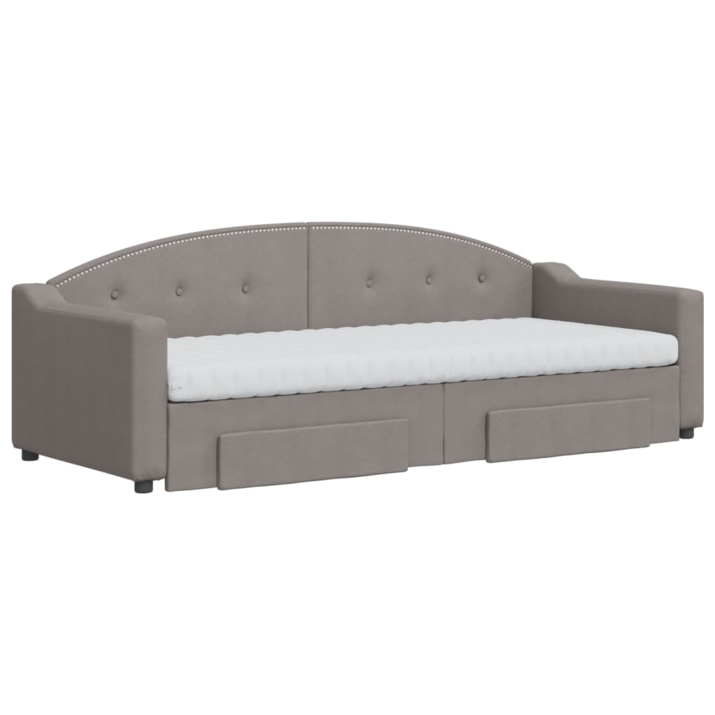 Καναπές Κρεβάτι Συρόμενος Taupe 80x200 εκ. Υφασμάτινος Συρτάρια