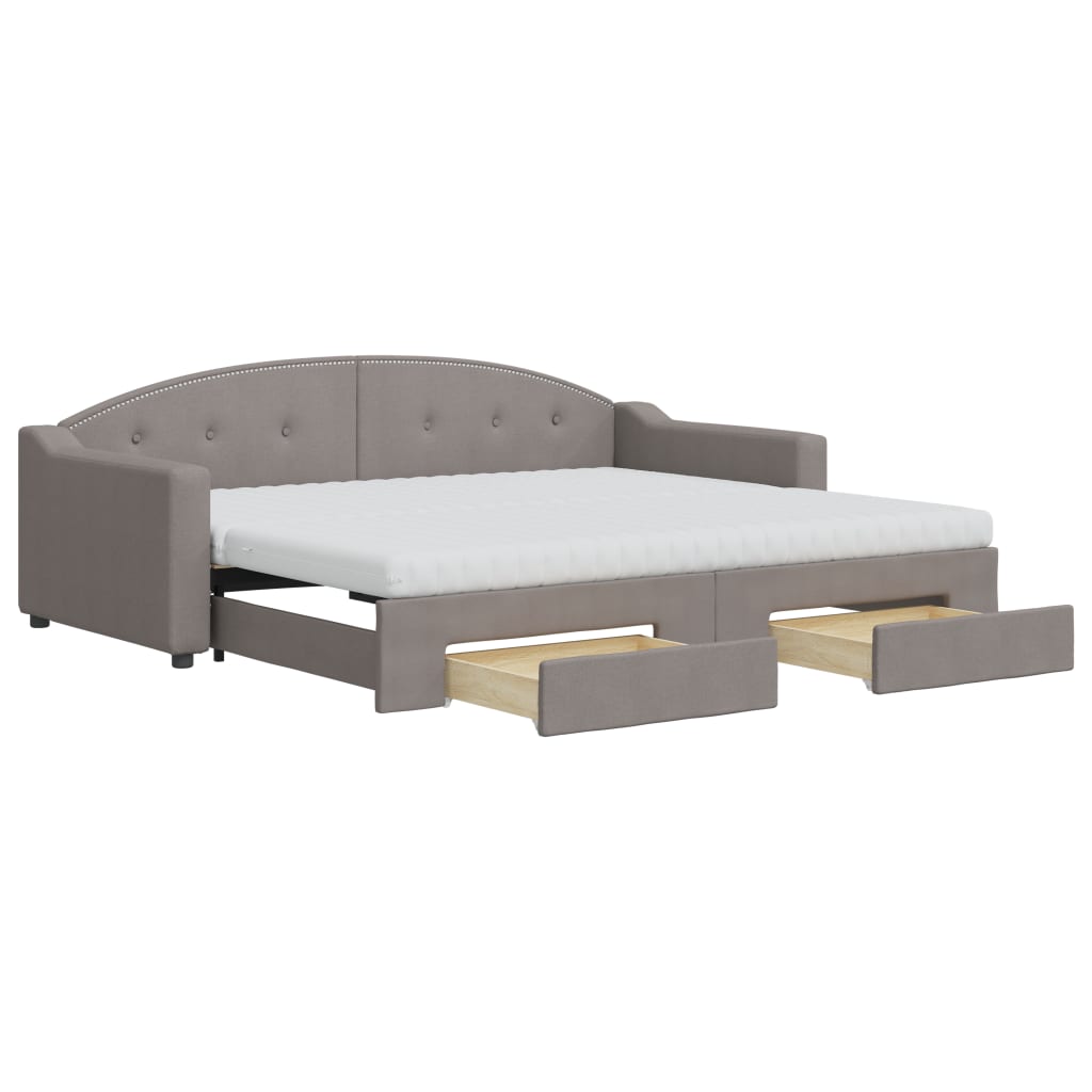 Καναπές Κρεβάτι Συρόμενος Taupe 90x200 εκ. Ύφασμα & Συρτάρια