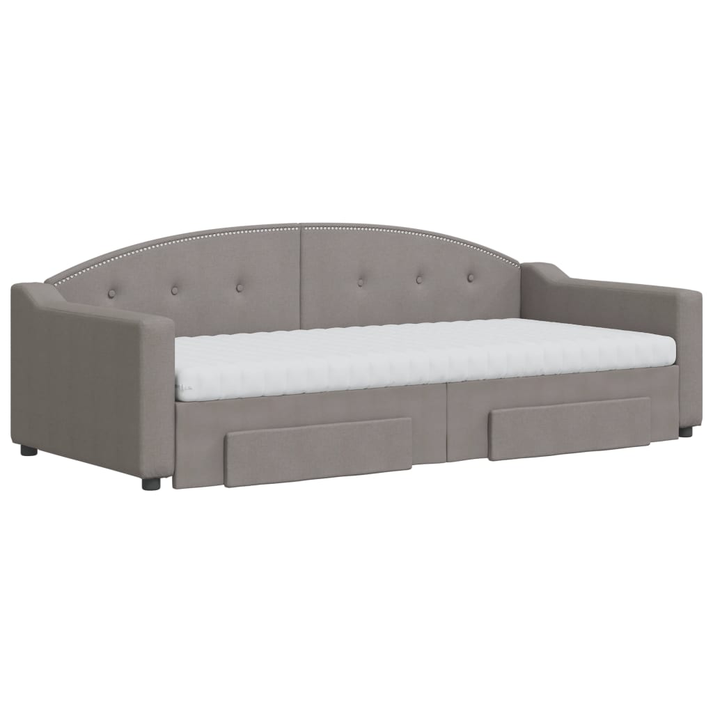 Καναπές Κρεβάτι Συρόμενος Taupe 90x200 εκ. Ύφασμα & Συρτάρια